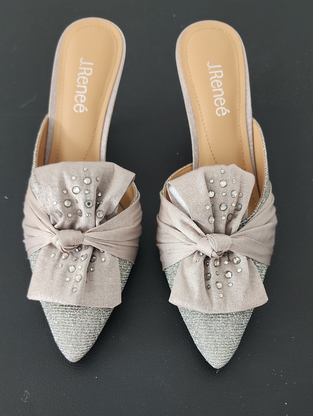 Women's Taupe Knot-Detail Slip-On Mules